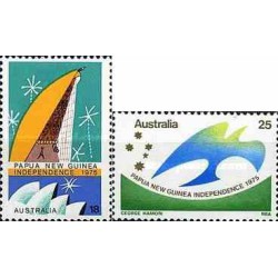 2 عدد تمبر استقلال پاپوا گینه نو - استرالیا 1975