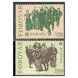 2 عدد تمبر مشترک اروپا - Europa Cept - فورکلور - جزائر فارور 1981