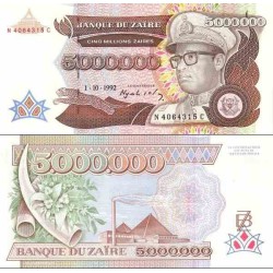 اسکناس 5000000 زئیر - زئیر 1992