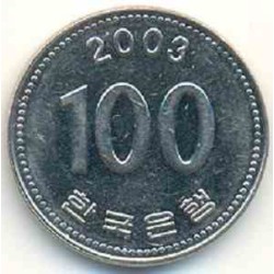 سکه  100 وون  - نیکل مس - کره جنوبی 2003 غیر بانکی