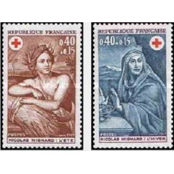2 عدد تمبر صلیب سرخ  - تابلو - فرانسه 1969