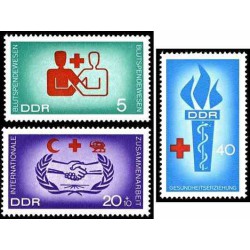 3 عدد تمبر صلیب سرخ - اهداء خون - شیر و خورشید - جمهوری دموکراتیک آلمان 1966