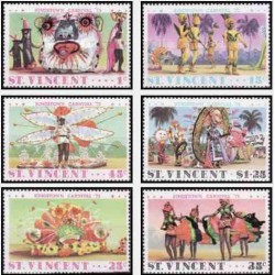 6 عدد تمبر کارناوال درگینگزتاون - سنت وینسنت 1975