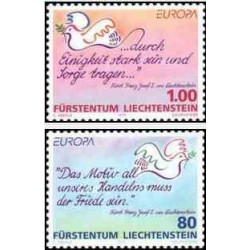 2 عدد تمبر مشترک اروپا - Europa Cept - صلح و آزادی - لیختنشتاین 1995