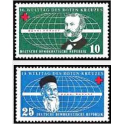 2 عدد تمبر روز بین المللی صلیب سرخ  - جمهوری دموکراتیک آلمان 1957