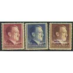 3 عدد تمبر  پنجاه و چهارمین سالگرد تولد هیتلر - دولت مرکزی آلمان 1943