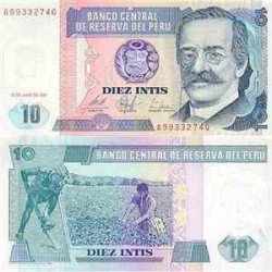 اسکناس 10 اینتیس - پرو 1987 