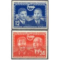 2 عدد تمبر دوستی آلمان و شوروی - استالین - جمهوری دموکراتیک آلمان 1951 قیمت 12.9 دلار