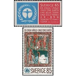 2 عدد  تمبر کنترل محیطی - سوئد 1972