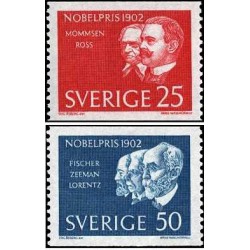 2 عدد  تمبر برندگان جایزه نوبل 1902 - سوئد 1962