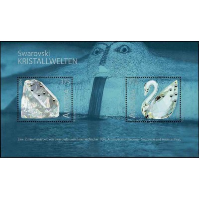 سونیرشیت نمایشگاه هنر شیشه سواروسکی - تمبرهای پستی با کریستال - اتریش 2004 قیمت 17.3 دلار
