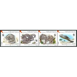 4 عدد تمبر جانوران کرواسی - افعی چمنزار - WWF - B - کرواسی 1999