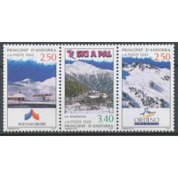 3 عدد تمبر اسکی در آندورا - آندورا فرانسه 1993 قیمت 4.6 دلار