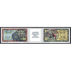 2 عدد تمبر مهندسی عمران در خارج از کشور - سرامیک ایتالیایی - با تب - B - ایتالیا 1985 قیمت 3.5 دلار