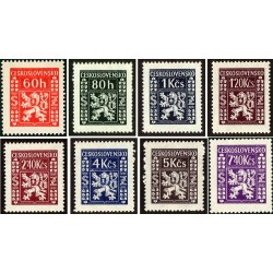 8 عدد تمبر سری پستی تمبر رسمی - نشان رسمی - چک اسلواکی 1947