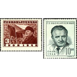 2 عدد  تمبر نخستین سالگرد واژگونی ۲۵ فوریه ۱۹۴۸ - چک اسلواکی 1949