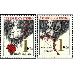 2 عدد تمبر چهلمین سالگرد ویرانی لیدیتسه و لژاکی - چک اسلواکی 1982