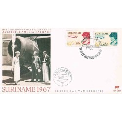 پاکت مهر روز سی‌امین سالگرد سفر آملیا ارهارت به سورینام - سورینام 1967