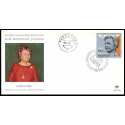 پاکت مهر روز بیست و پنجمین سالگرد سلطنت ملکه جولیانا - سورینام 1973