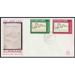 پاکت مهر روز دویستمین سالگرد انقلاب آمریکا - سورینام 1976 قیمت تمبرها 2.8 دلار