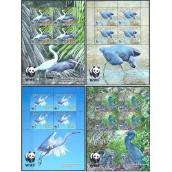 4 عدد مینی شیت WWF - پرندگان - حواصیل ریف اقیانوس آرام  - پنرین 2008 قیمت 27 دلار