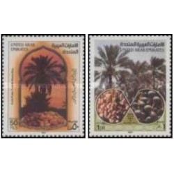 2 عدد تمبر روز درخت خرما و نخل عرب - امارات متحده عربی 1987