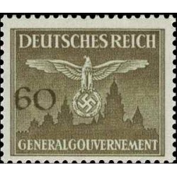 1 عدد تمبر سری پستی - نشان ملی بر فراز قلعه کراکوف - 60gr - لهستان تحت اشغال آلمان - لهستان 1943 با شارنیه
