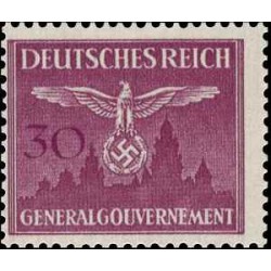 1 عدد تمبر سری پستی - نشان ملی بر فراز قلعه کراکوف - 30gr - لهستان تحت اشغال آلمان - لهستان 1943 با شارنیه