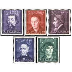 5 عدد  تمبر سومین سالگرد حکومت عمومی - کوپرنیک - لهستان تحت اشغال آلمان - لهستان 1942