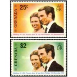 2 عدد  تمبر عروسی سلطنتی -گرانادا 1973