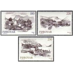 3 عدد  تمبر  روستاهای فاروئی - جزایر فارو 1982