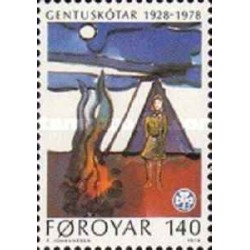 1 عدد  تمبر پنجاهمین سالگرد Y.W.C.A. پیشاهنگان دختر - جزایر فارو 1978