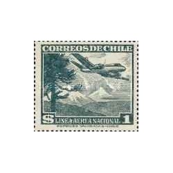 1 عدد تمبر سری پستی - پست هوایی - تصاویر پرواز - 1P - شیلی 1950