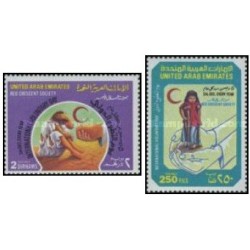 2 عدد تمبر روز جهانی داوطلب - هلال احمر - امارات متحده عربی 1989