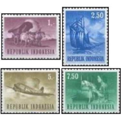 4 عدد تمبر سری پستی -حمل و نقل و ترافیک -1 - اندونزی 1964